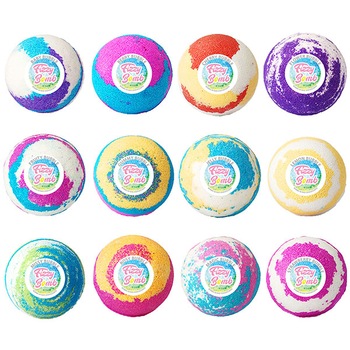 Set 12 Bombe de baie efervescente si spumante Fizzy Bomb, 1560 g, diverse culori si arome, cu unt de shea si aromaterapie Set 12 Bombe de baie efervescente si spumante Fizzy Bomb, 1560 g, diverse culori si arome, cu unt de shea si aromaterapie