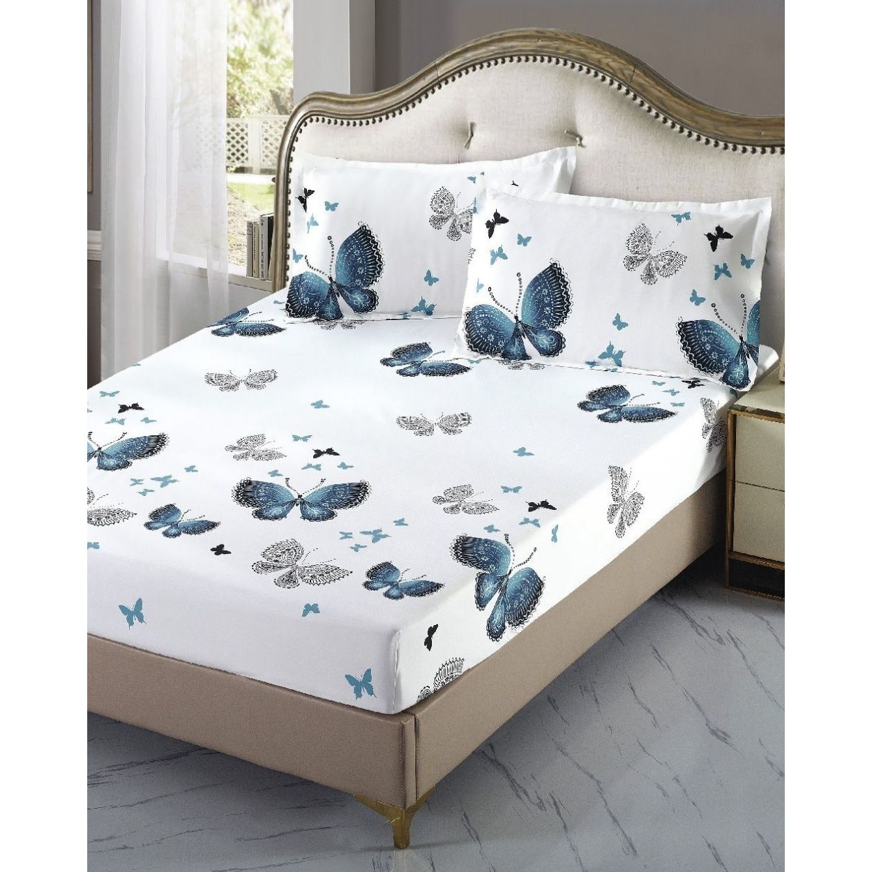 Husa de Pat cu Elastic si 2 Fete de Perne, Finet, Cristina, HBFE-06