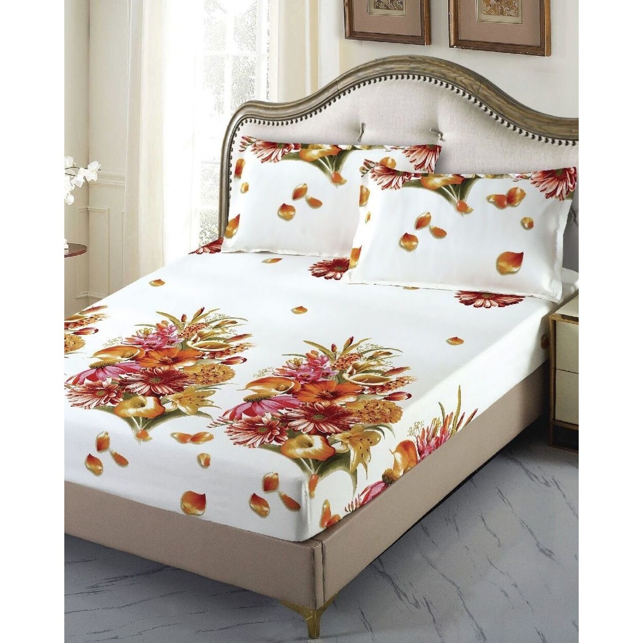 Husa de Pat cu Elastic si 2 Fete de Perne, Finet, Isabela, HBFE-07