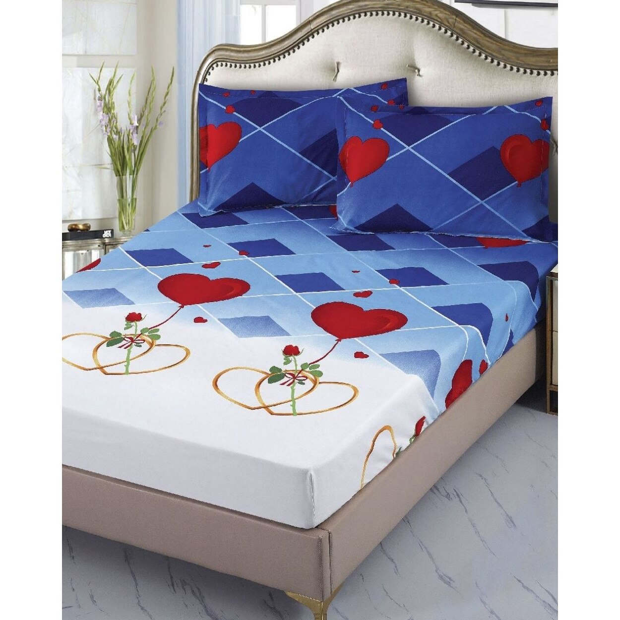 Husa de Pat cu Elastic si 2 Fete de Perne, Finet, Diana, HBFE-09