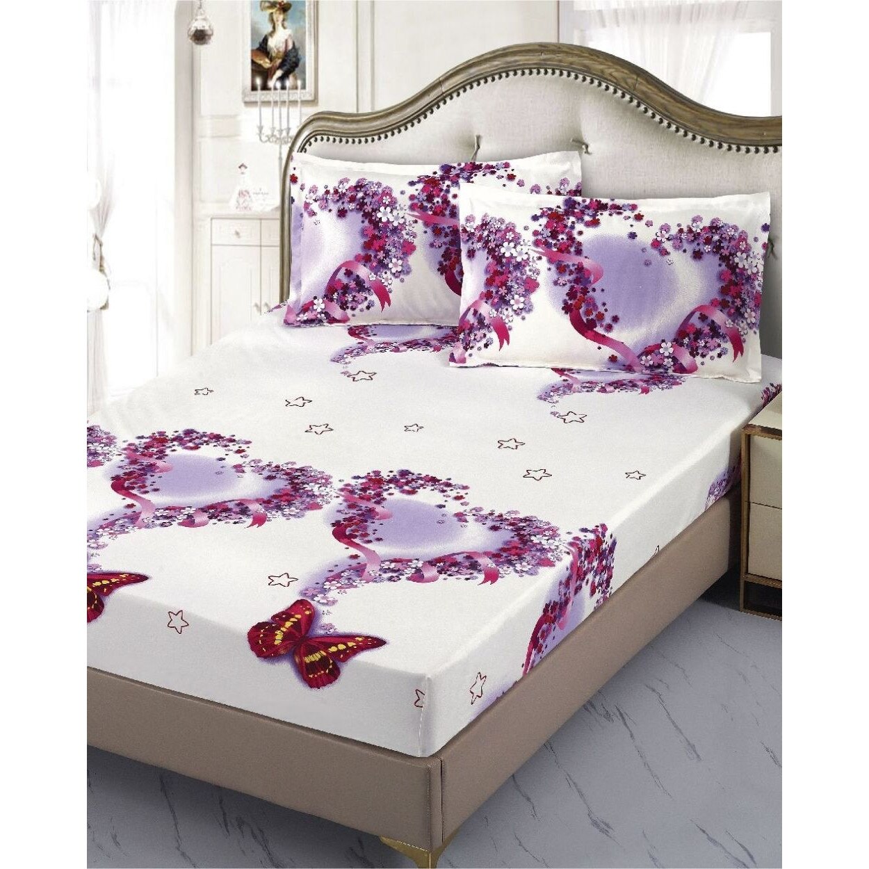 Husa de Pat cu Elastic si 2 Fete de Perne, Finet, Evelin, HBFE-11