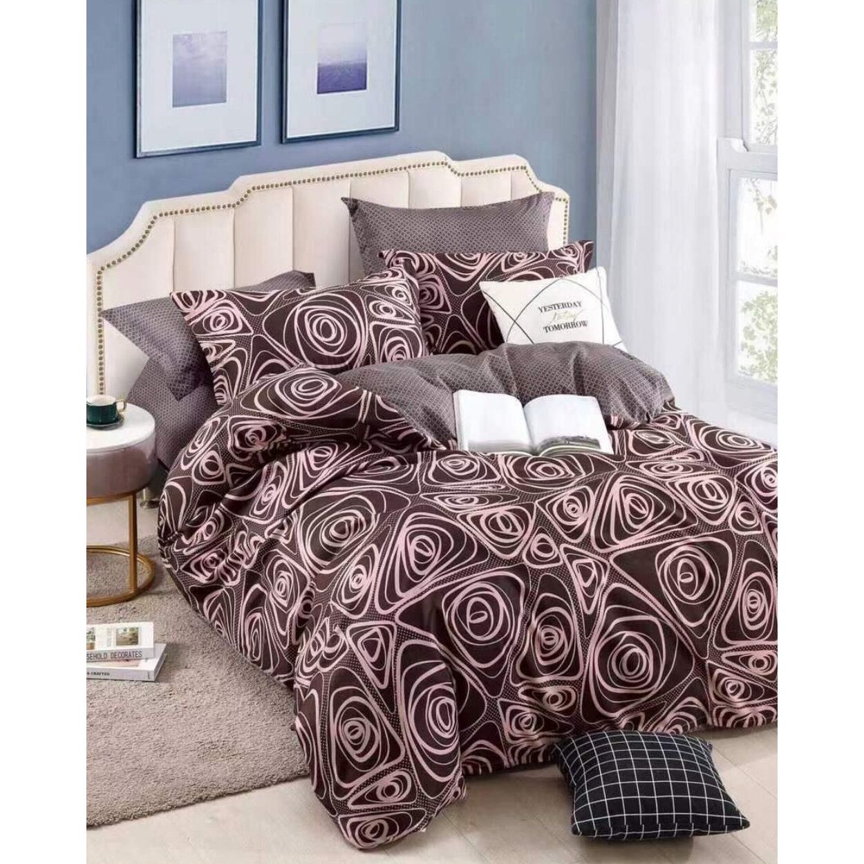 Set Lenjerie Finet, Cearceaf de Pat cu Elastic, 6 Piese, Pat 2 Persoane, Roxana, FNJE-45