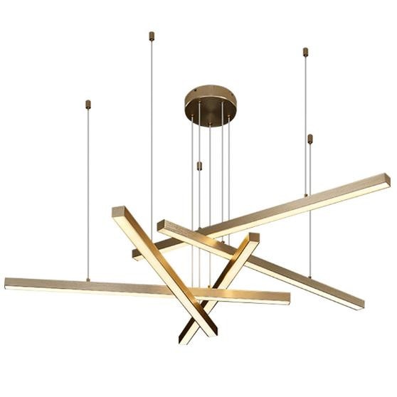 Lustra LED suspendata aurie 5 linii /1400mm, aluminiu si acrylic OVK-PL5232