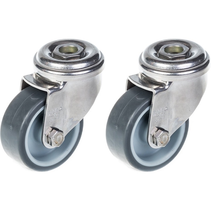 Cauciuc gri din otel inoxidabil (50mm 2) pivotant, 80 kg