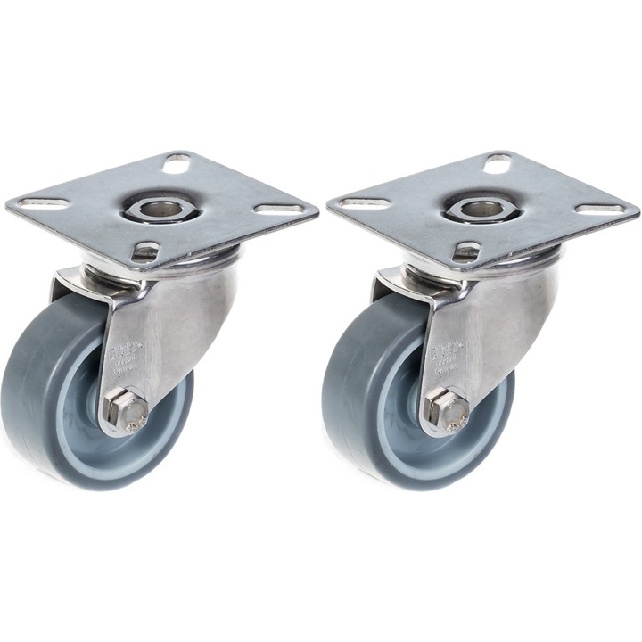 Cauciuc gri din otel inoxidabil (50mm 2) pivotant, 80 kg