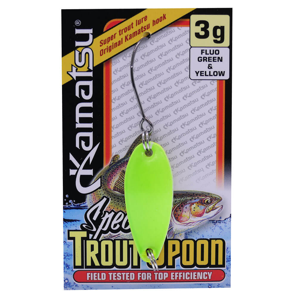 Kamatsu oscilanta pastrav Trout Spoon 3.5cm, 3gr, 002 (Fluo Yellow)