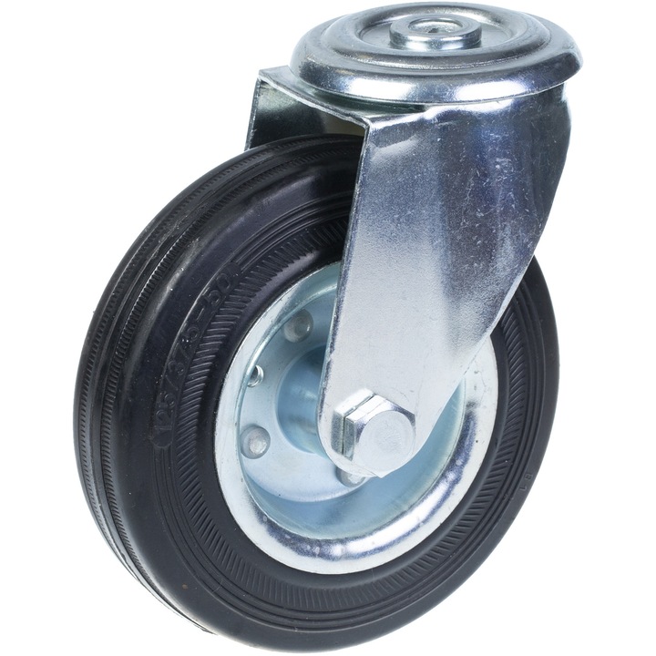 OEM Gumikerék készlet, 4 db, 2 forgó / 2 forgófék, acél középső, 480 kg, 125 mm, ezüst / fekete