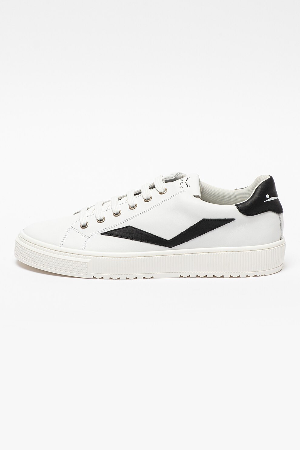 Voile Blanche, Pantofi sport de piele cu detalii logo, Alb/Negru