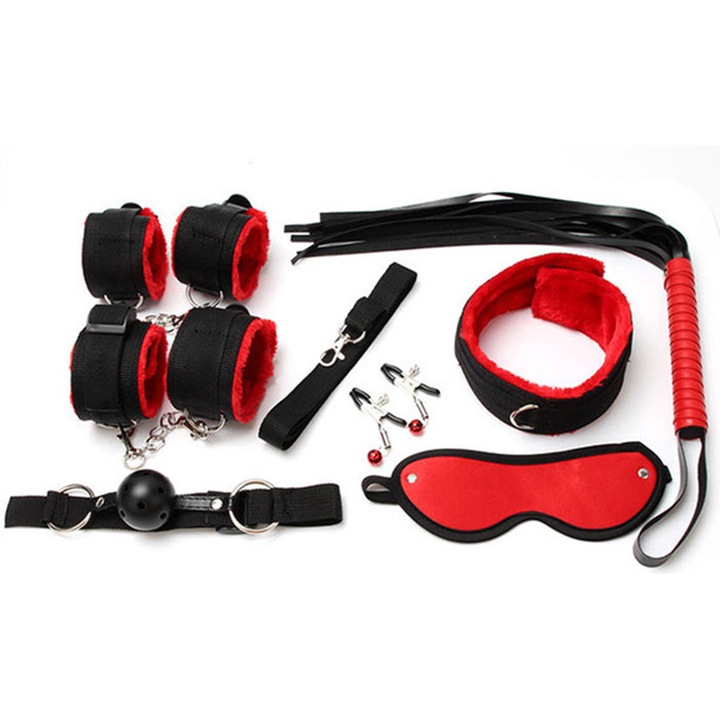 Joc pentru Cuplu cu 7 Accesorii SeLgurFos, Negru/Rosu