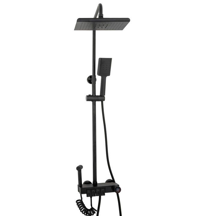 Душ колона TRENDY'S, с четири функции с LCD дисплей за температурата на водата и матово черно биде