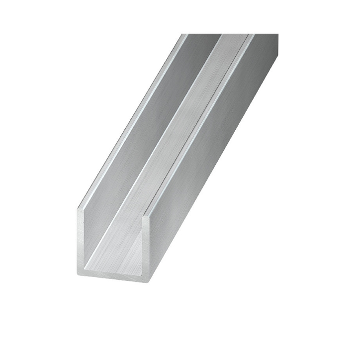 Profil U brut, aluminiu, 20 x 20 x 1.5 mm, 1 m