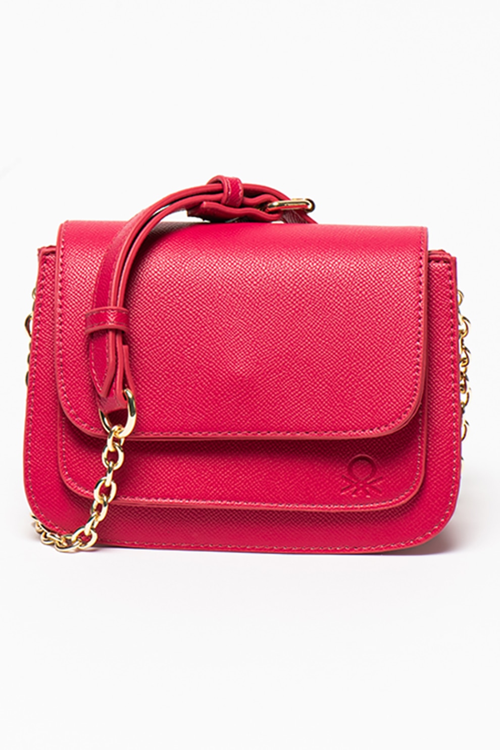 United Colors of Benetton, Geanta crossbody din piele ecologica cu buzunar exterior, Roz aprins