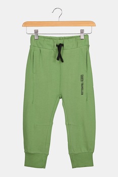 United Colors of Benetton, Pantaloni sport cu snur de ajustare si talie elastica, Verde marin United Colors of Benetton, Pantaloni sport cu snur de ajustare si talie elastica, Verde marin
