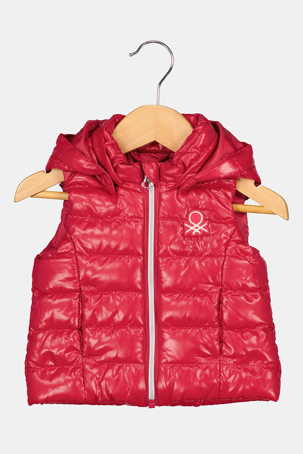 United Colors of Benetton, Vesta matlasata cu gluga detasabila, Roz aprins