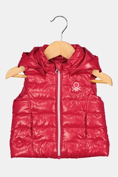 United Colors of Benetton, Vesta matlasata cu gluga detasabila, Roz aprins United Colors of Benetton, Vesta matlasata cu gluga detasabila, Roz aprins