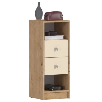 Dulap pentru hol cu 2 sertare Sani Sidney SB-2585,35x35x90 cm, Stejar bunnrati/Vanilie Dulap pentru hol cu 2 sertare Sani Sidney SB-2585,35x35x90 cm, Stejar bunnrati/Vanilie