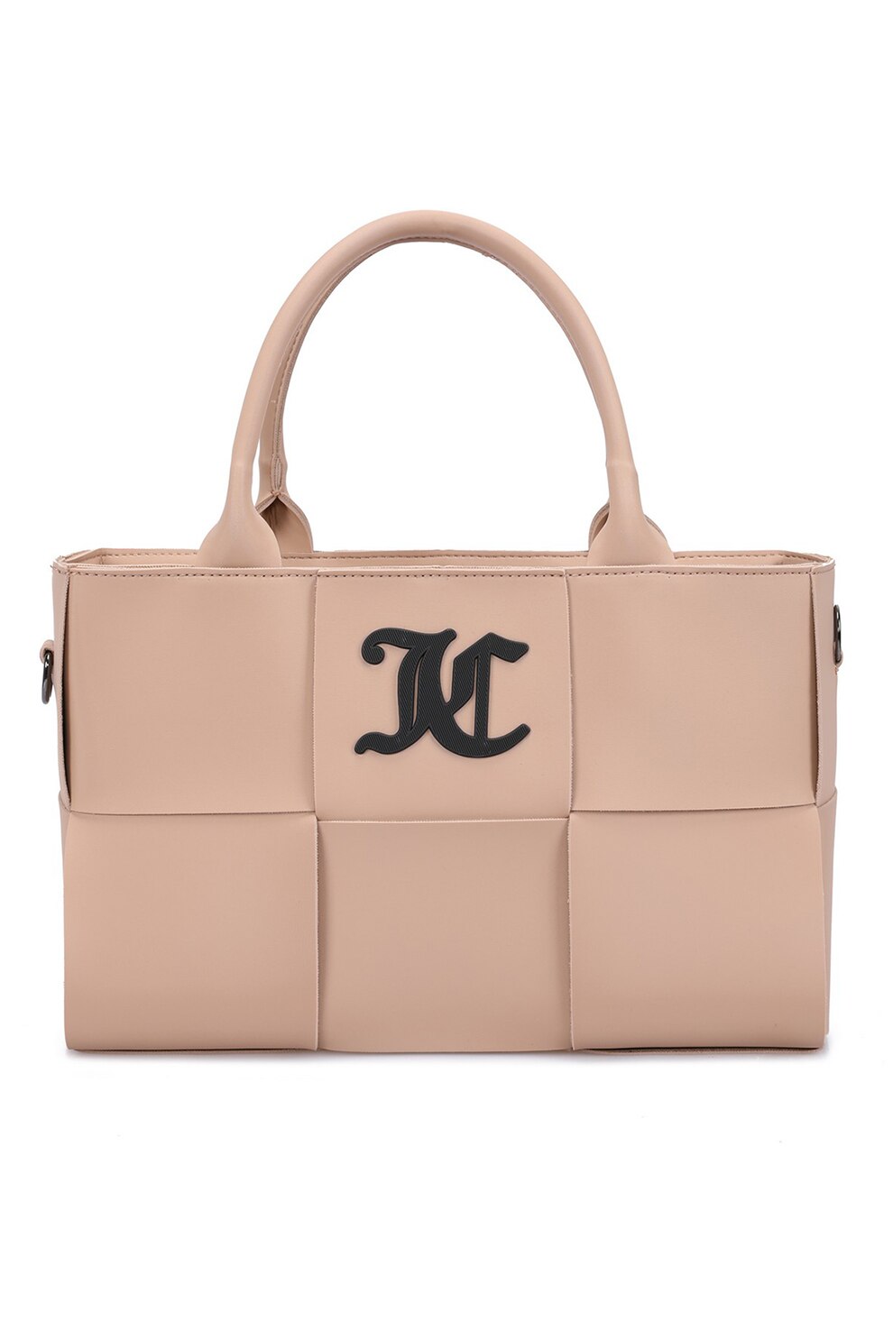 Juicy Couture, Geanta din piele ecologica cu bareta de umar, Maro nisip