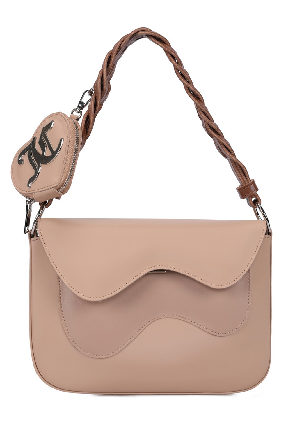 Juicy Couture, Geanta crossbody din piele ecologica cu clapa, Maro nisip