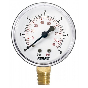 Manometru 63 mm D1/4 montaj radial 0-6 bar Ferro Manometru 63 mm D1/4 montaj radial 0-6 bar Ferro