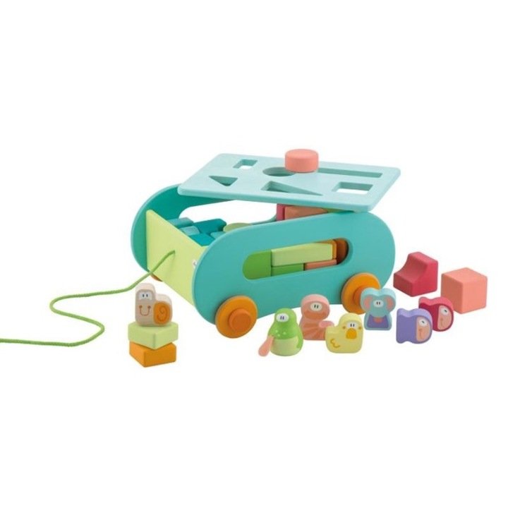 Jucarie educatiba Trolley, Sevi, Multicolor, 26x13x22 cm, 12 luni+