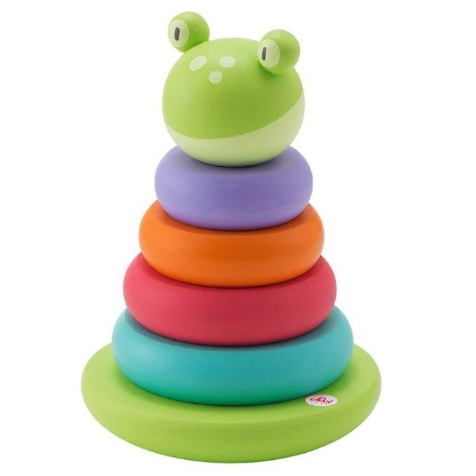 Jucarie Folding Pyramid Frog, Sevi, Multicolor, 10x14x10 cm, 12 luni+