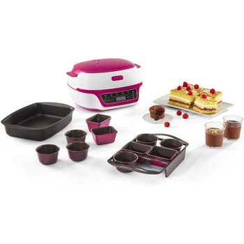 Aparat pentru deserturi si produse de patisserie Tefal Cake Factory Delices KD810112, 5 programe automate + mod manual, ajustarea temperaturii, tava antiaderenta, 6 forme briose Creabake, 6 forme mini-prajituri Creabake, carte de retete, Alb/Rosu Aparat pentru deserturi si produse de patisserie Tefal Cake Factory Delices KD810112, 5 programe automate + mod manual, ajustarea temperaturii, tava antiaderenta, 6 forme briose Creabake, 6 forme mini-prajituri Creabake, carte de retete, Alb/Rosu
