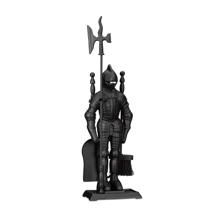 Set 3 ustensile pentru semineu cu suport soldat Ritter din fonta, negru