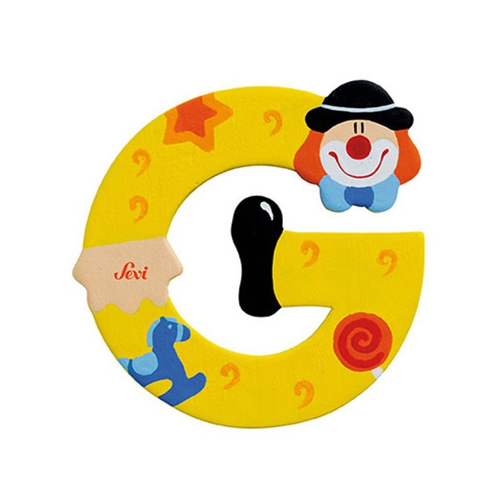 Litera G din Lemn Pictata manual, Sevi, 10 cm