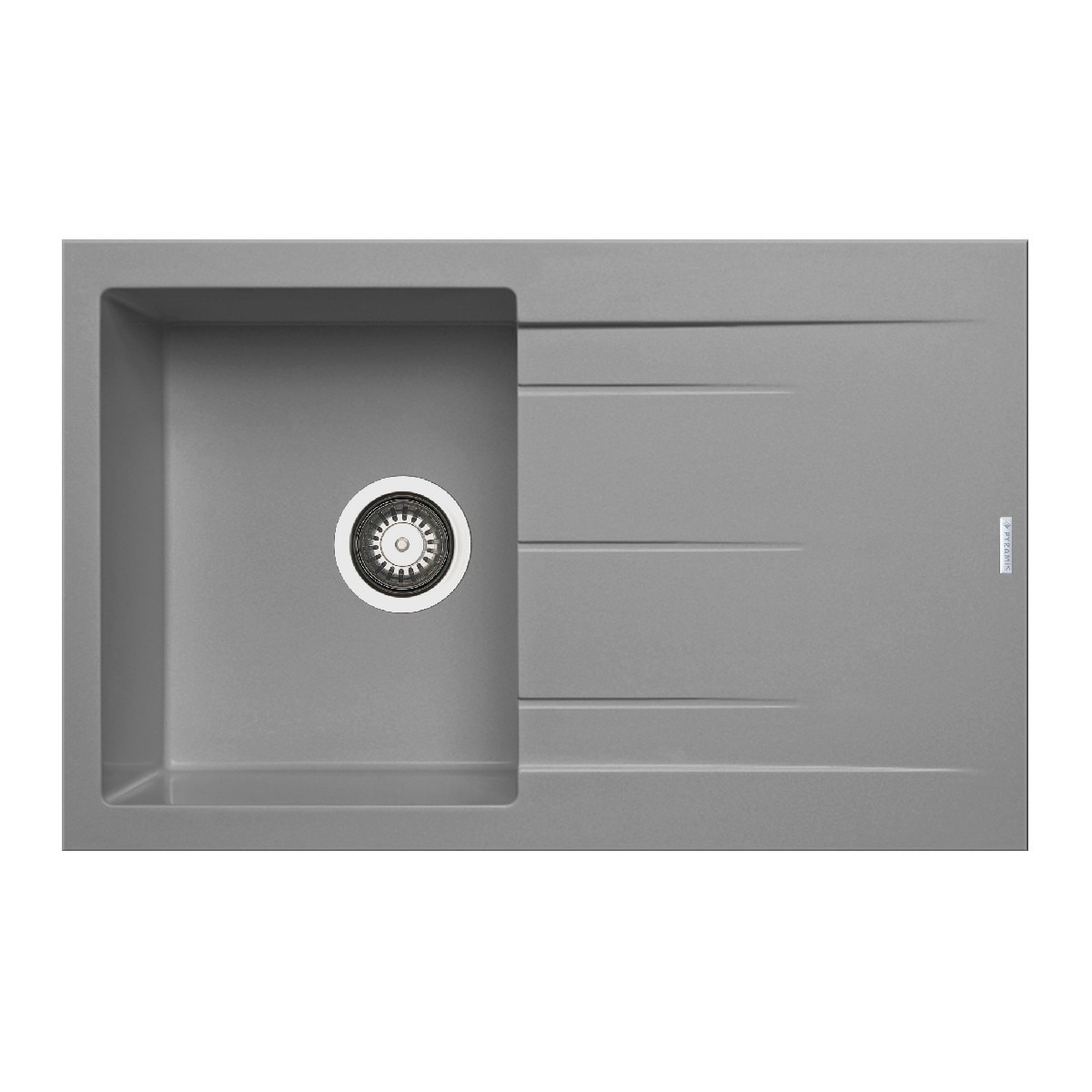 Chiuveta granit Pyramis ALAZIA 1B 1D 79x50cm reversibila adancime 20cm montare pe blat Pyragranite industrial grey