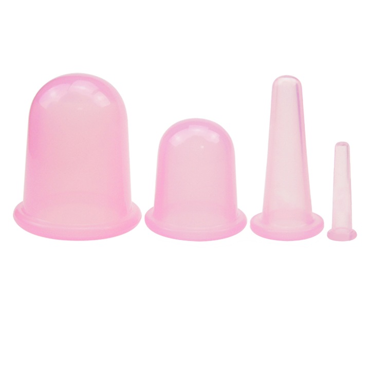 Ventuze din silicon roz, pentru masaj facial, masaj corporal, lifting facial, tonifiere