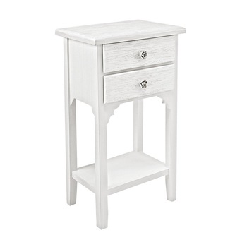 Noptiera 2 sertare si 1 polita din lemn alb Blanc 37 cm x 26.5 cm x 69.5 h Noptiera 2 sertare si 1 polita din lemn alb Blanc 37 cm x 26.5 cm x 69.5 h