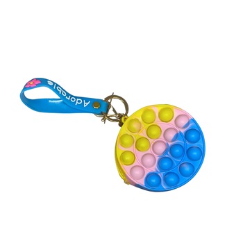 Jucarie antistres din silicon, Flippy, Pop It Now and Flip It, Portofel rotund, Galben/Albastru Jucarie antistres din silicon, Flippy, Pop It Now and Flip It, Portofel rotund, Galben/Albastru