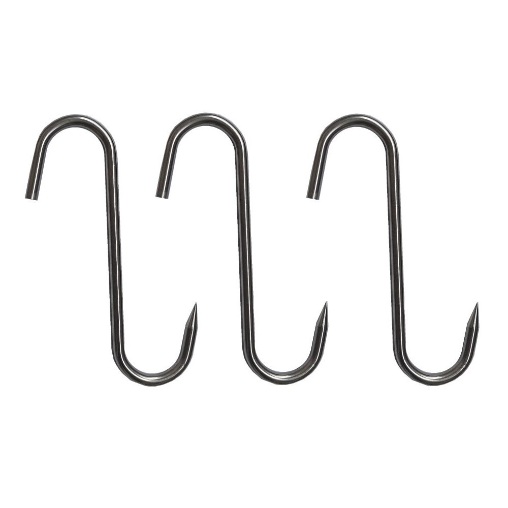 Set 3 carlige macelar tip S, 23cm, Ø10 mm, inox