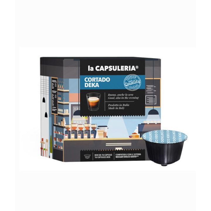 Комплект Капсули La Capsuleria, Cortado Deka, съвместими с Nescafe Dolce Gusto, 16бр