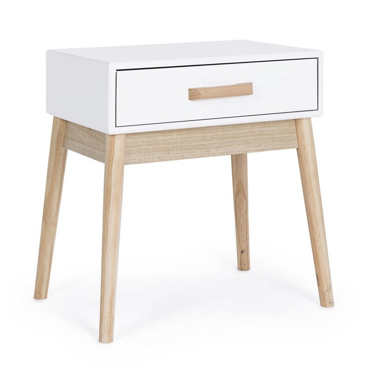 Noptiera 1 sertar lemn alb natur Ordinary 43 cm x 30 cm x 48 h