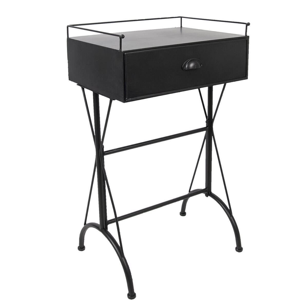 Noptiera cu 1 sertar din fier negru 53 cm x 33 cm x 88 h