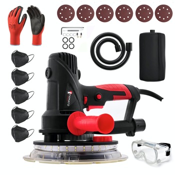 Slefuitor pereti cu aspirator si iluminare LED, YAMATO SLFY-X900, 900W, 5 viteze, accesorii si echipamente de protectie incluse Slefuitor pereti cu aspirator si iluminare LED, YAMATO SLFY-X900, 900W, 5 viteze, accesorii si echipamente de protectie incluse