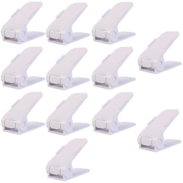 Set 12x Organizator suport pantofi, Reglabili, de 2 ori mai grosi si mai rezistenti, Alb, suport incaltaminte Zenai