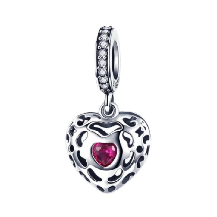 Talisman din argint 925 Happiness Heart Pink