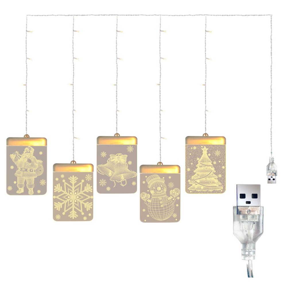 Set 5 instalatie de Craciun LED, cu motive de Craciun, 21 x 12.5 x 6.5cm, lumina calda