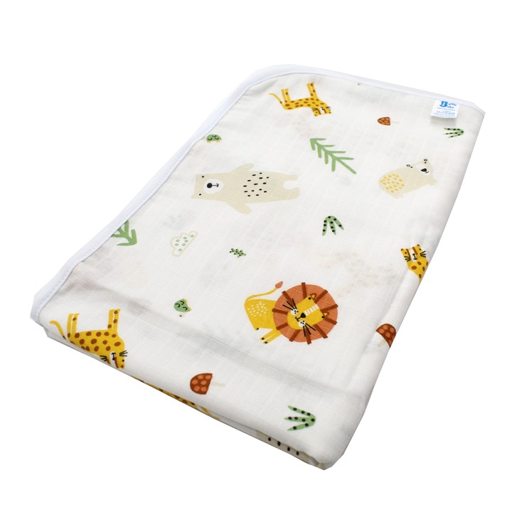 Paturica dubla, Balticbebe, Muselina , 0 +, Urs si leu , 80x100 cm