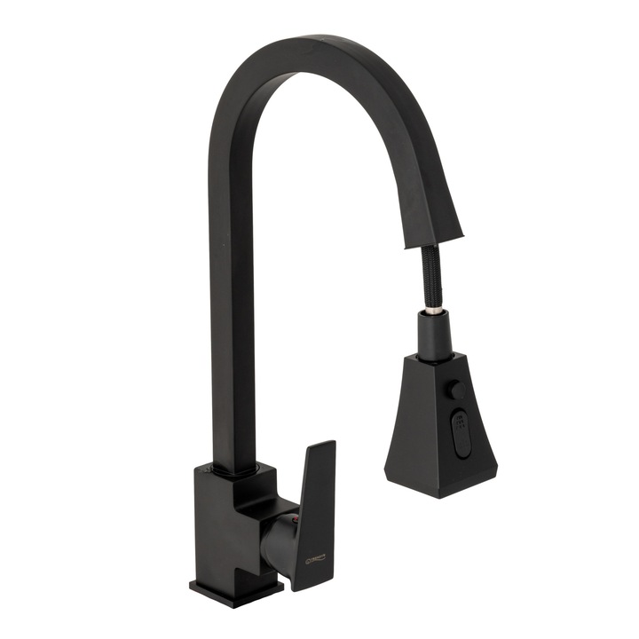 Кухненски кран TRENDY'S, изваждаща се душ душа, матово черно