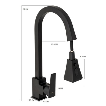 Baterie bucatarie TRENDY'S, para de dus extractabila , negru mat Baterie bucatarie TRENDY'S, para de dus extractabila , negru mat