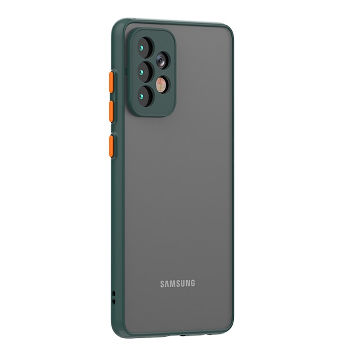 Husa Premium cu protectie la camere si finisaj mat pentru Samsung Galaxy A52 4G / A52 5G / A52s 5G , Verde inchis