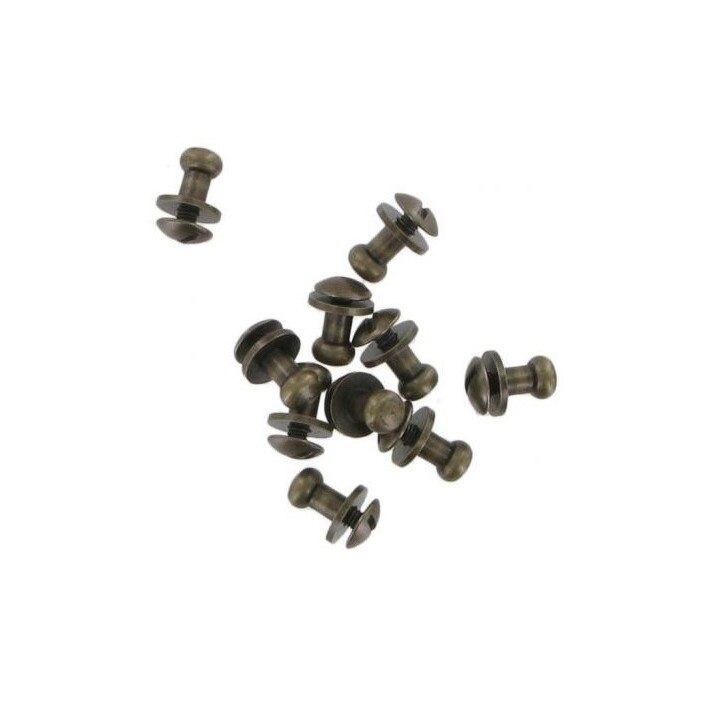 Set 10 butoni din alama antichizata pentru pielarie inaltime totala 9mm