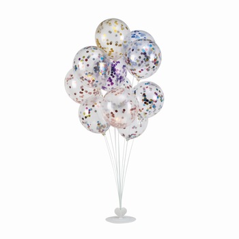Set 11 baloane transparente cu confetti si suport , 107 cm Set 11 baloane transparente cu confetti si suport , 107 cm