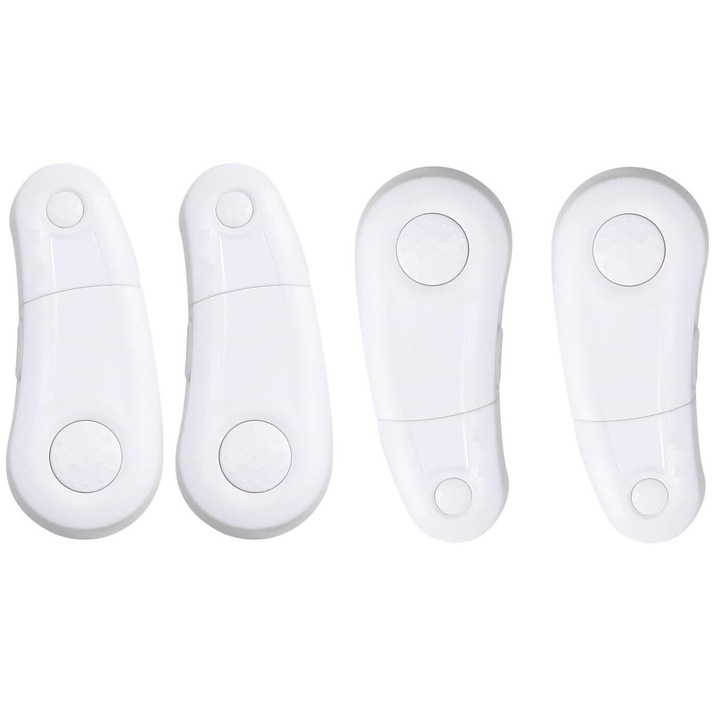 4 db forgó biztonsági elem készlet, Empria, gardrób ajtókhoz, 9,3 x 3,5 x 1,5 cm, fehér