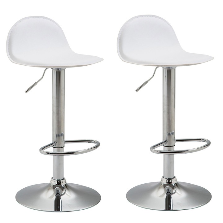 Set 2 scaune de bar Verta, BHM Germany, Metal/Piele ecologica, 94x39x41 cm, Alb