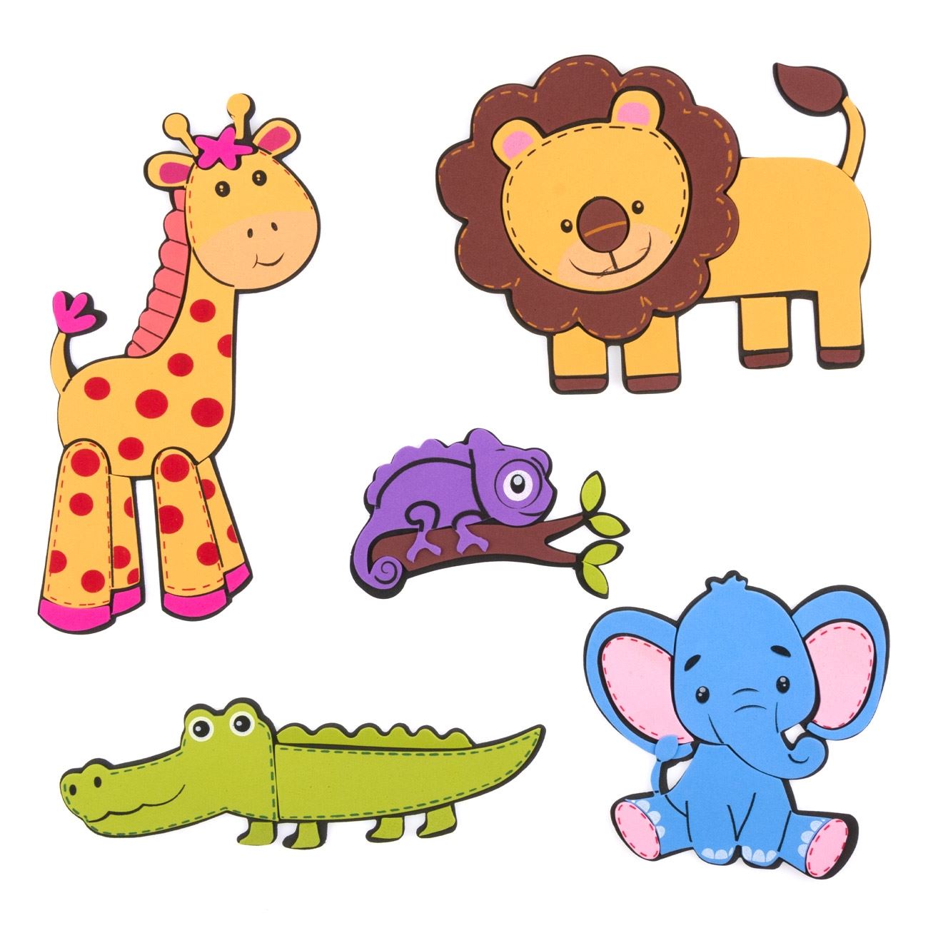 Sticker decorativ, Zola® pentru perete, model cu animale, 5 bucati, multicolore