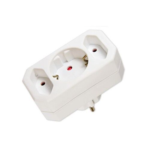 Adaptor priza Schuko, 1xSchuko+2xEuro mama, cu protectie pentru copii, Arcas - AD-3